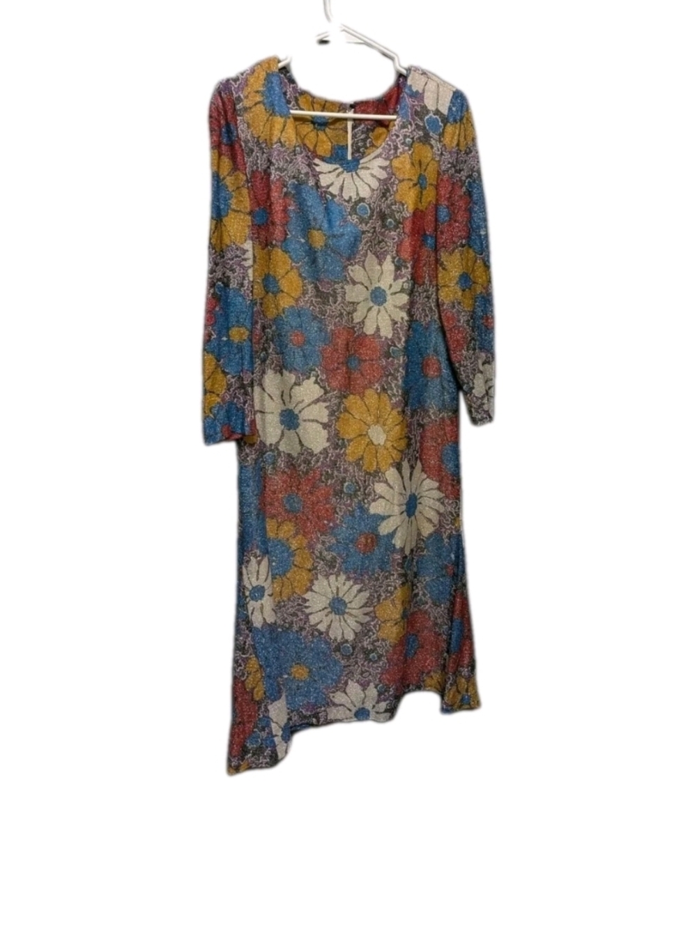 Lee Multicolor Floral Long Sleeve Midi Dress - Blue, Yellow, Cream, Red - Picture 1 of 10